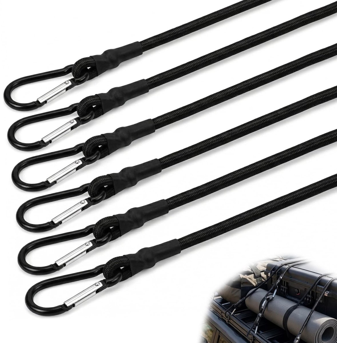 Solidchoice - Set van 6 Elastische Touwen voor Camping en Luchtbedden