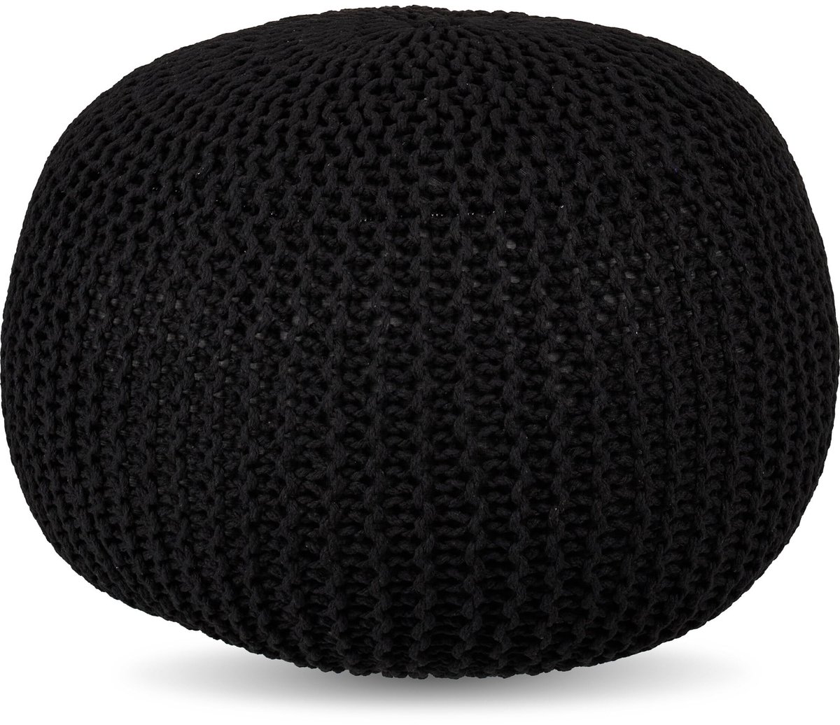 Solidchoice - Ronde Gebreide Pouf 13 x 46 cm Zwart