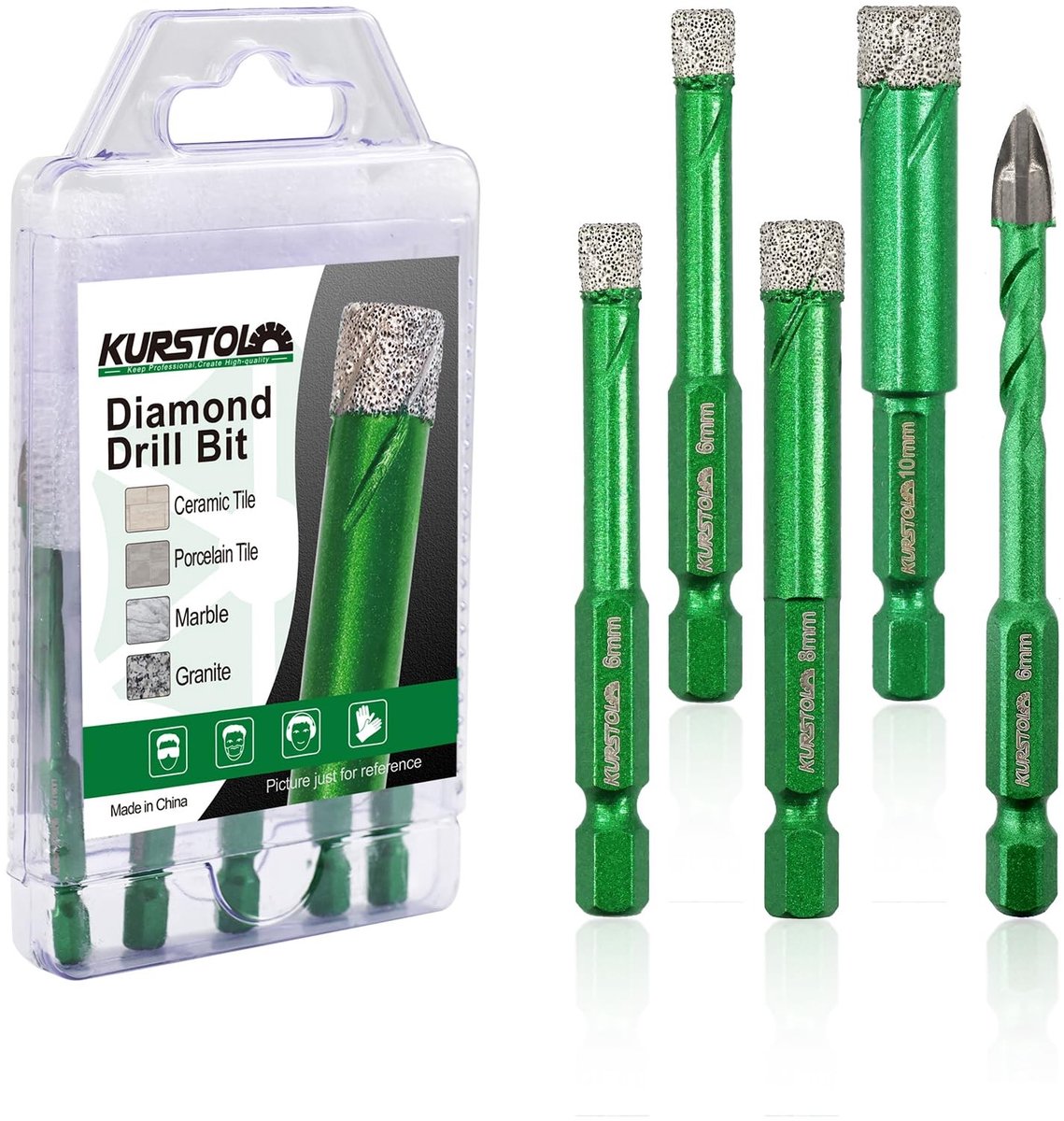 Solidchoice - Set van 5 Diamant Boorbits voor Tegels en Keramiek met Hex Bevestiging