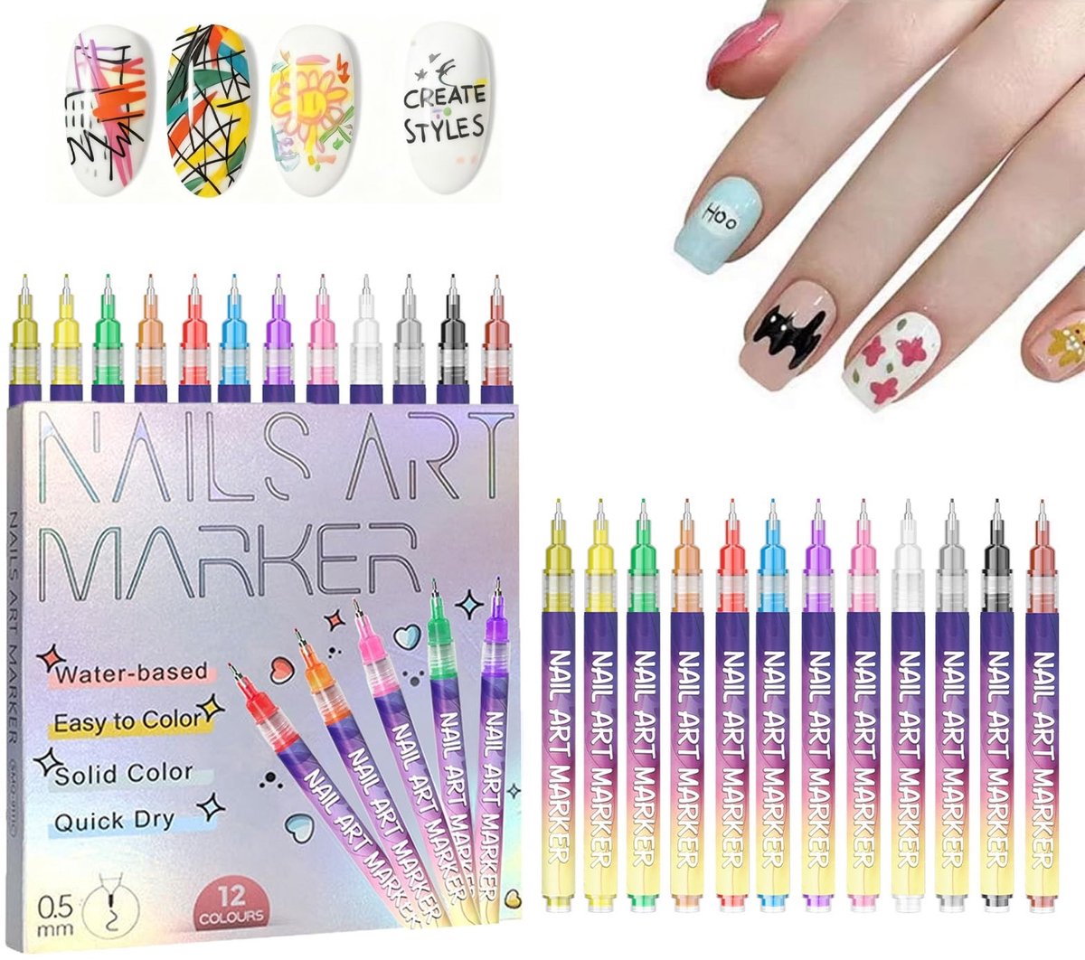Solidchoice - Nagelkunst Stiften Set voor Doe-Het-Zelf Nageldesign