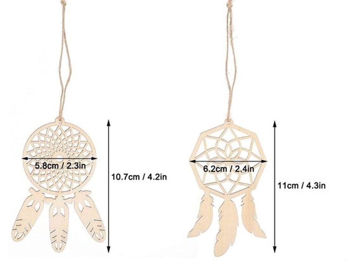 Dromenvanger DIY - Houten Ornamenten - Knutselen voor Kinderen - Decoratie - 20 Stuks - Natuurlijke Houtkleur - Knutselset