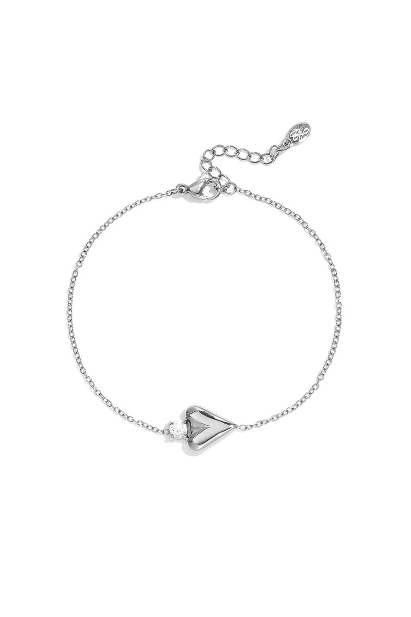 Fae - Hartjes Armband - Strass - Stainless Steel - - Zilver