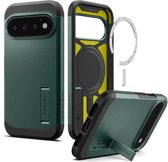 Spigen Tough Armor Hoesje Geschikt voor Google Pixel 11 Pro | Compatibel met MagSafe / Qi2 | Back Cover Militaire Standaard | Kickstand | Groen