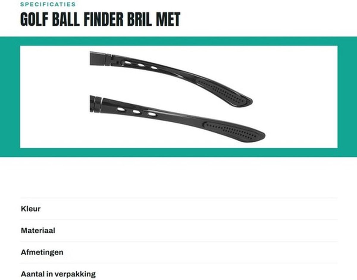 Golfbal Finder Bril met Blauwe Lenzen - Golfbalzoeker - Opbergtas - Brildoek - Vermindert Verlies - Lichtgewicht 135g - Golfzoeker