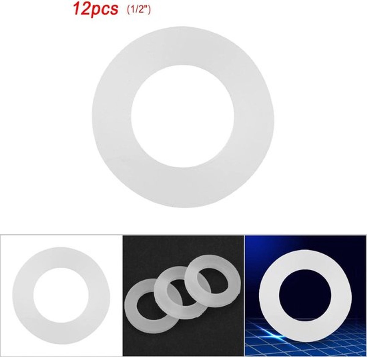 Siliconen O-ringen wit voor platte afdichting 12 stuks 1/2 inch - afdichtringen - afdichtingssiliconen