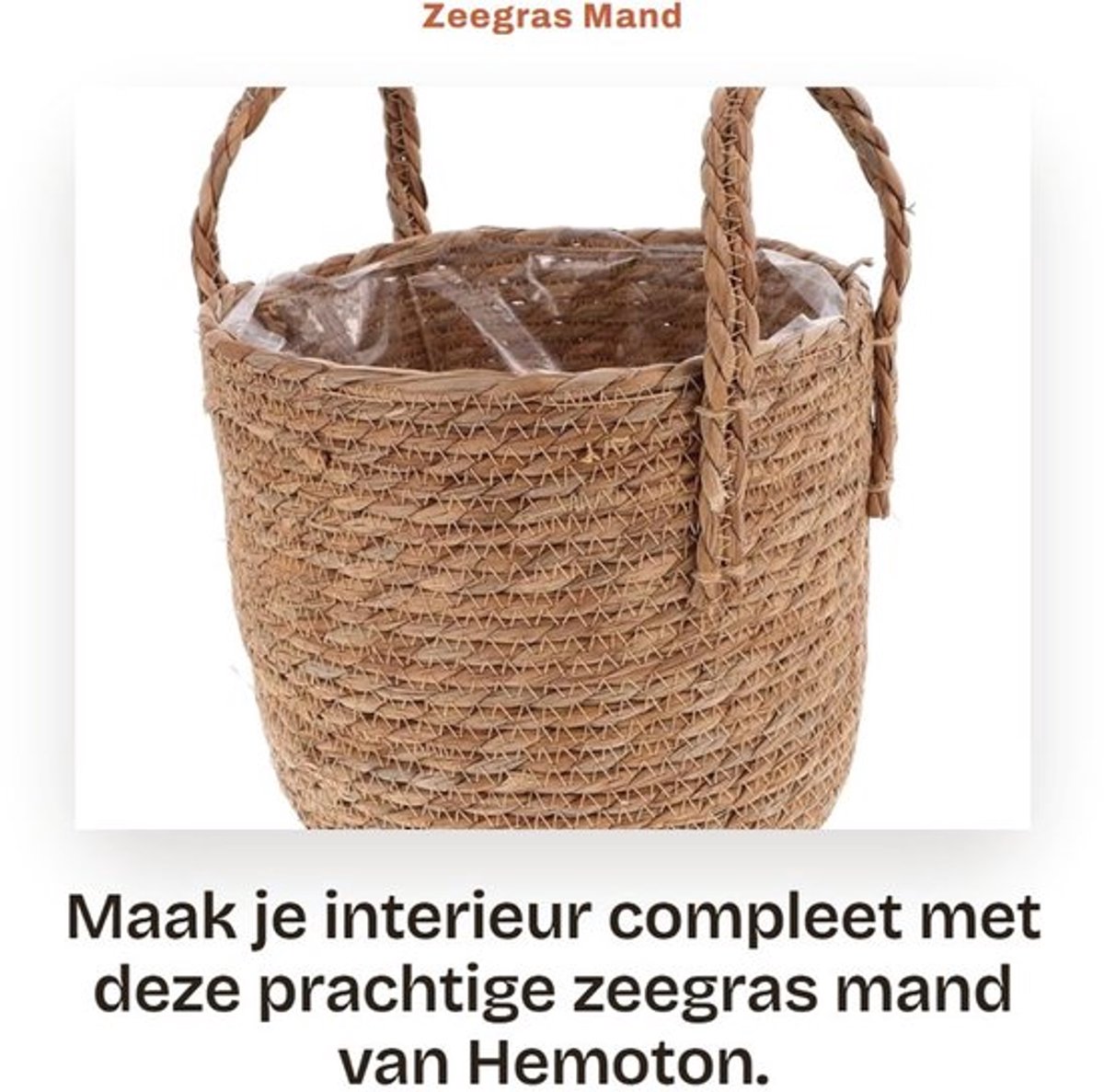 Zeegras Mand - Bloempot Binnen - Opbergmand - Wasmand - Plantenbakken - 20 CM - Rustieke Woondecoratie