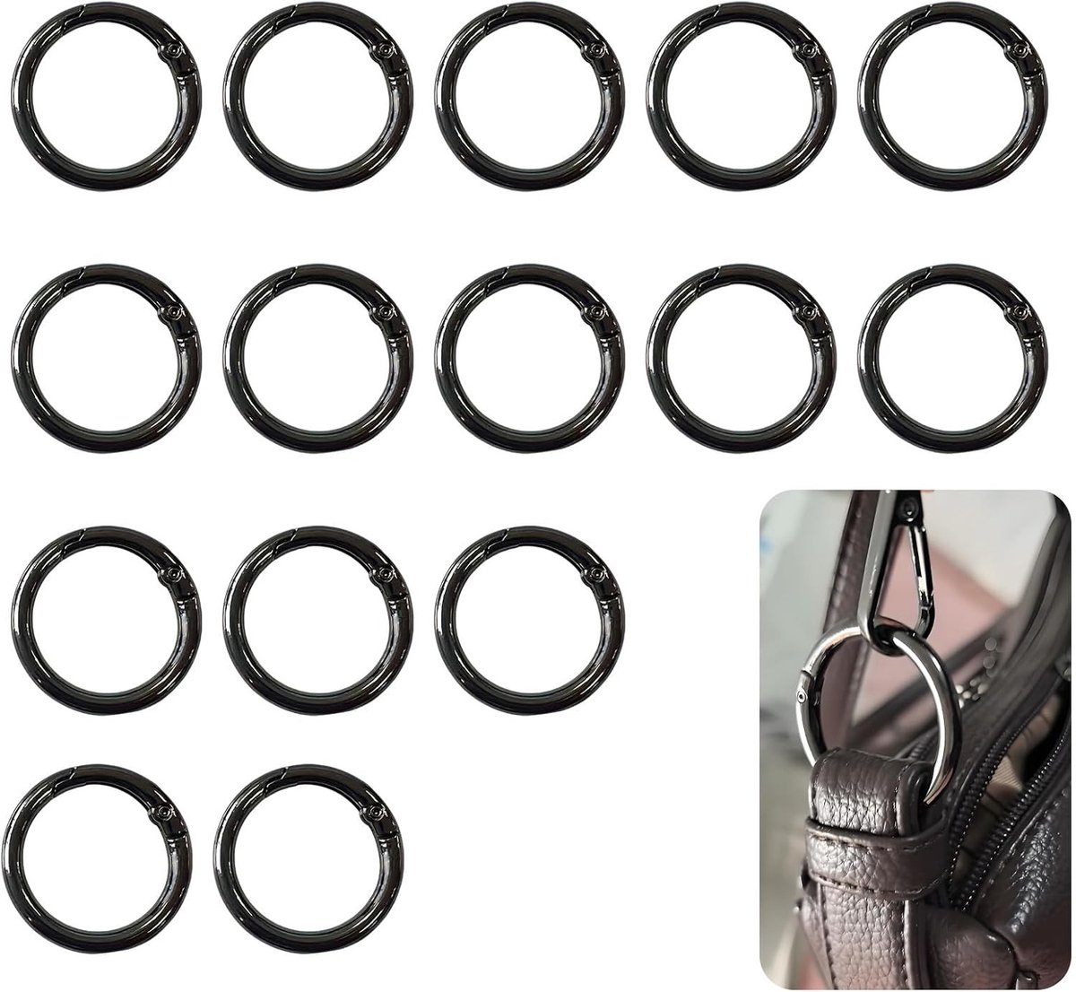 Karabijnhaken - Zwart - 33 mm - Robuuste Zinklegering - Voor Sleutelhangers en Doe-Het-Zelf Projecten