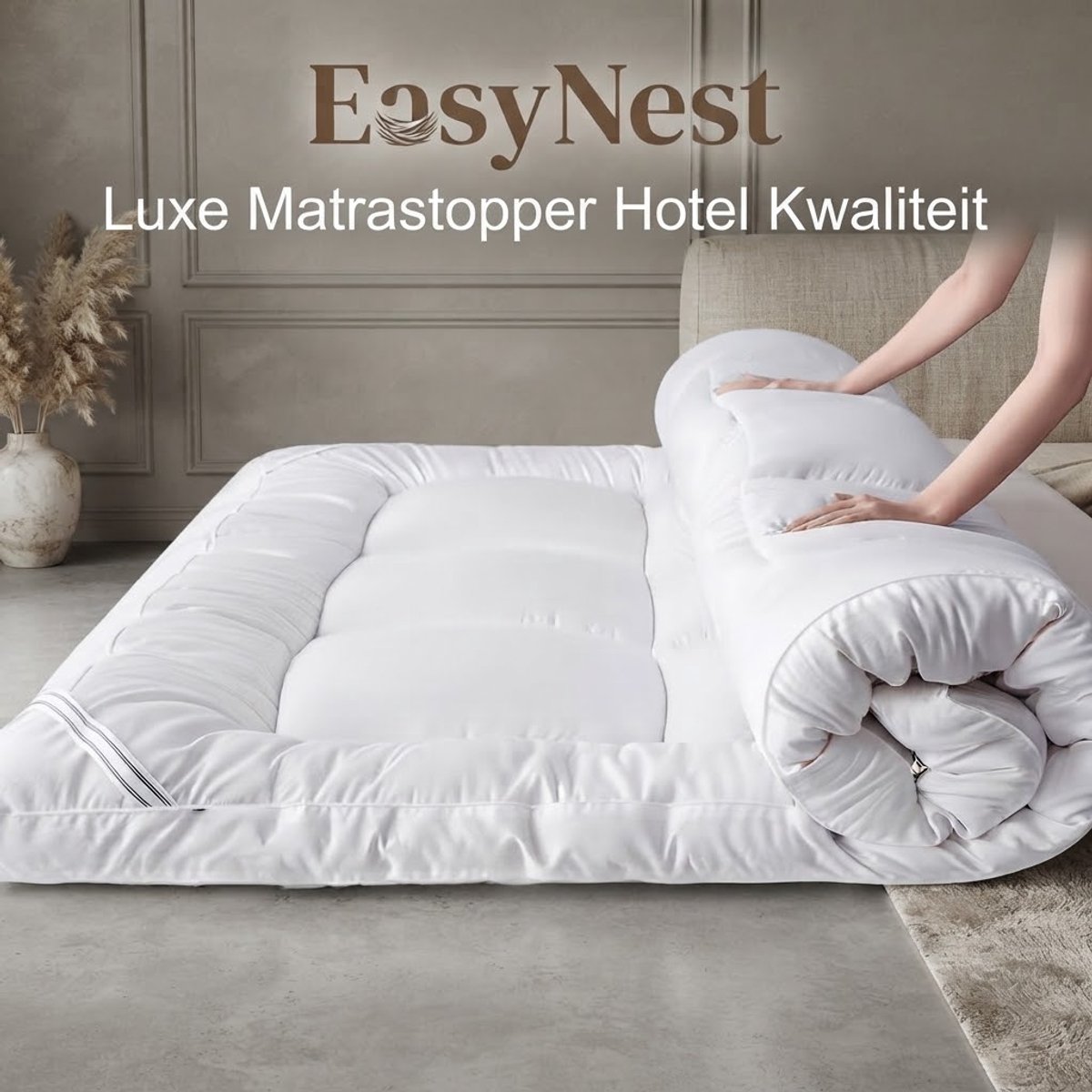 Luxe Matras Topper 5CM Dik – Extra Zachte Gequilte Matrasbeschermer met Elastische Band en – Ademend Slaapcomfort voor 1- en 2-Persoons Bedden Hotelkwaliteit 800Gsm Gevulde Dunne Matras