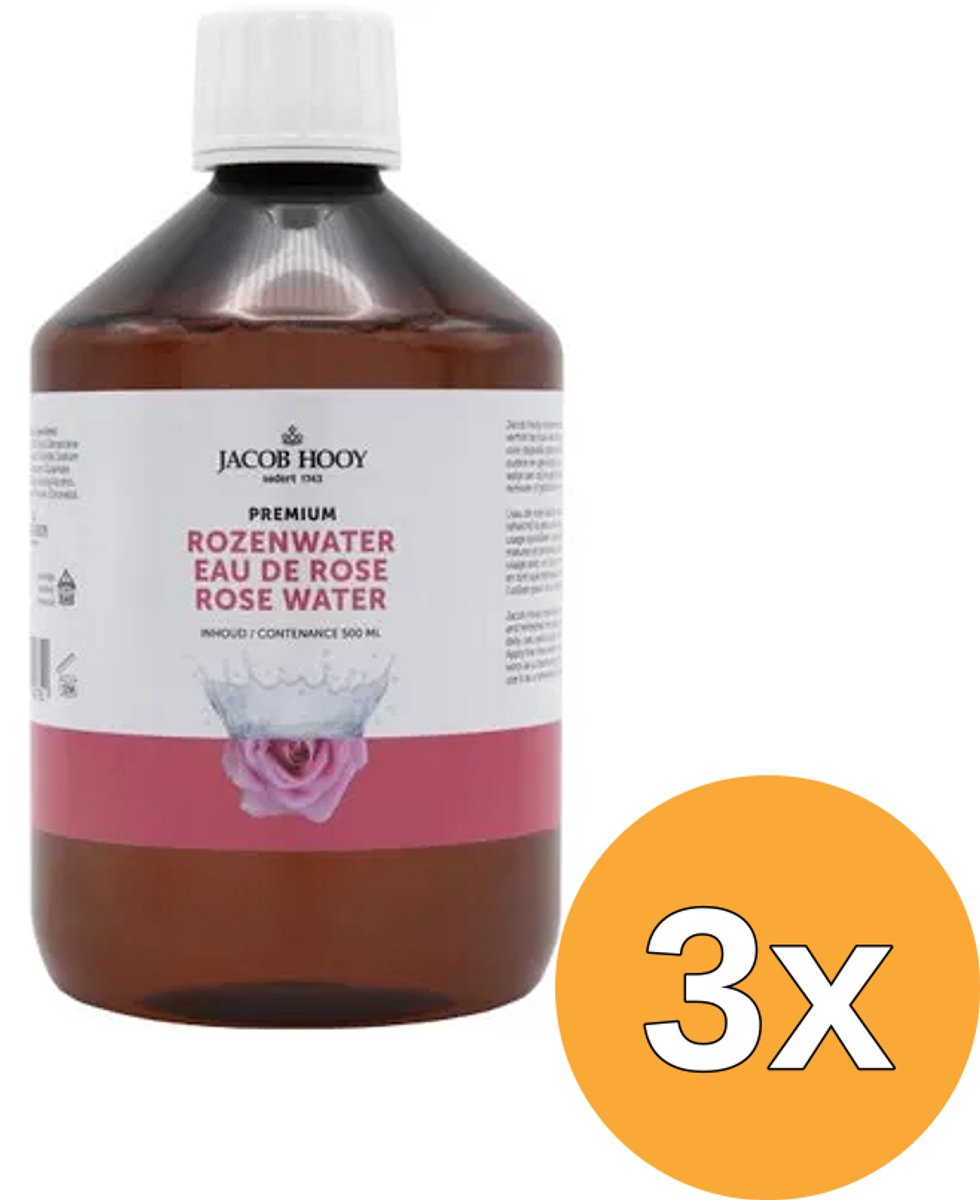 3x Jacob Hooy Rozenwater premium (500 ml)
