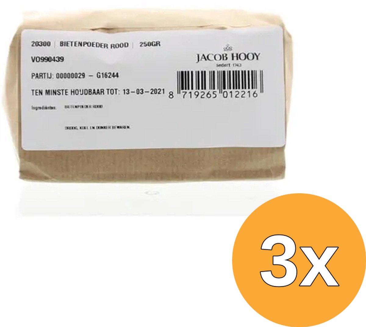 3x Jacob Hooy Bietenpoeder Rood (250 gr)