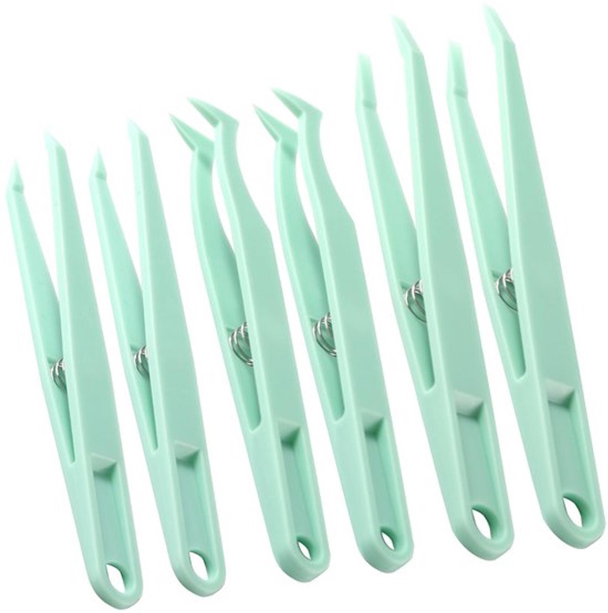 Plastic precisiepincetenset - Antistatische pincetset - 6 stuks - Groen - Voor elektronica en sieraden - Geschikt voor laboratoriumwerk
