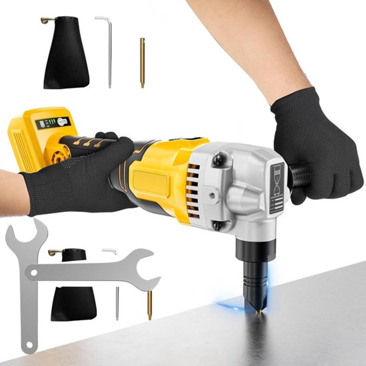 Metaalknabbelaar op accu | Draadloze Blechnibbler voor Dewalt 18V | 1900SPM, 3.5m/min, 950W, 3-traps borstelloze elektrische metaalsnijder