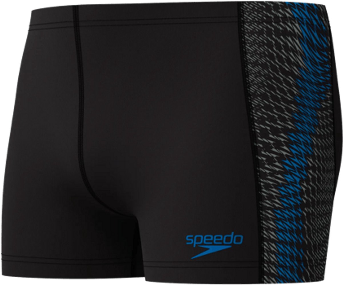 Speedo End+ Tech Panel Aquashort Heren - Chloorbestendige Zwemboxer Heren - Kleurvaste Strakke Zwembroek Heren - Sportzwembroek Heren Bestand tegen Zonnebrandcrème - Zwart/Blauw - S