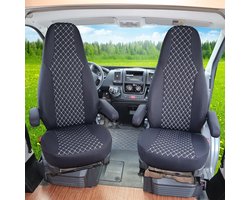 Premium Camper stoelhoezen voor ISRI WMI708 in Zwart/Wit (2 losse stoelen)