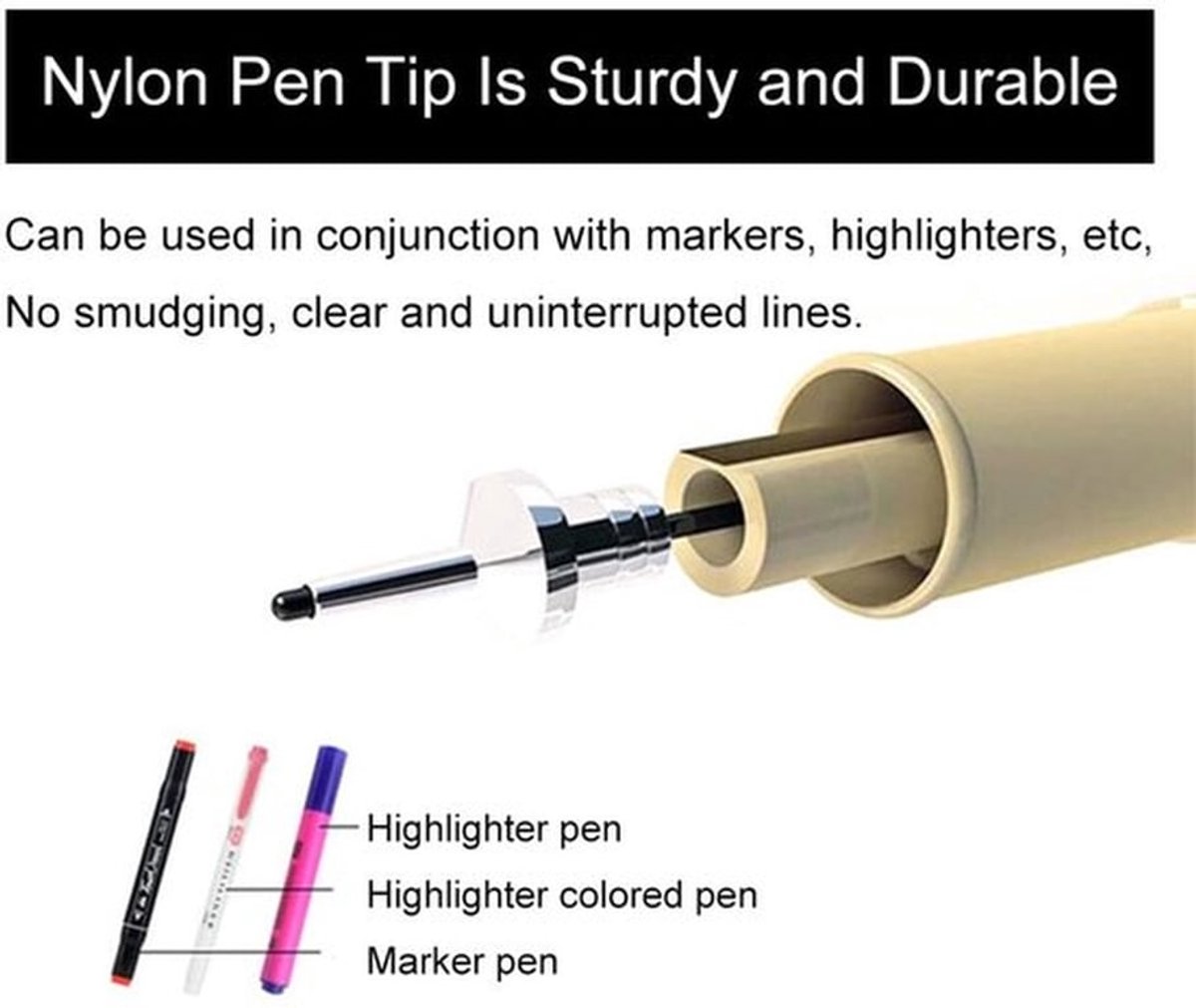 Fineliner Zwart - Professionele Tekenpen - Sneldrogend - Lichtbestendig - Ultradunne Punt 0,3 mm/0,5 mm/0,9 mm/1 mm/2 mm - Ideaal voor Illustratie