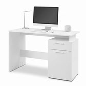 ACAZA Bureau en bois avec 2 tiroirs, longueur 110 cm, mobilier de bureau, Wit