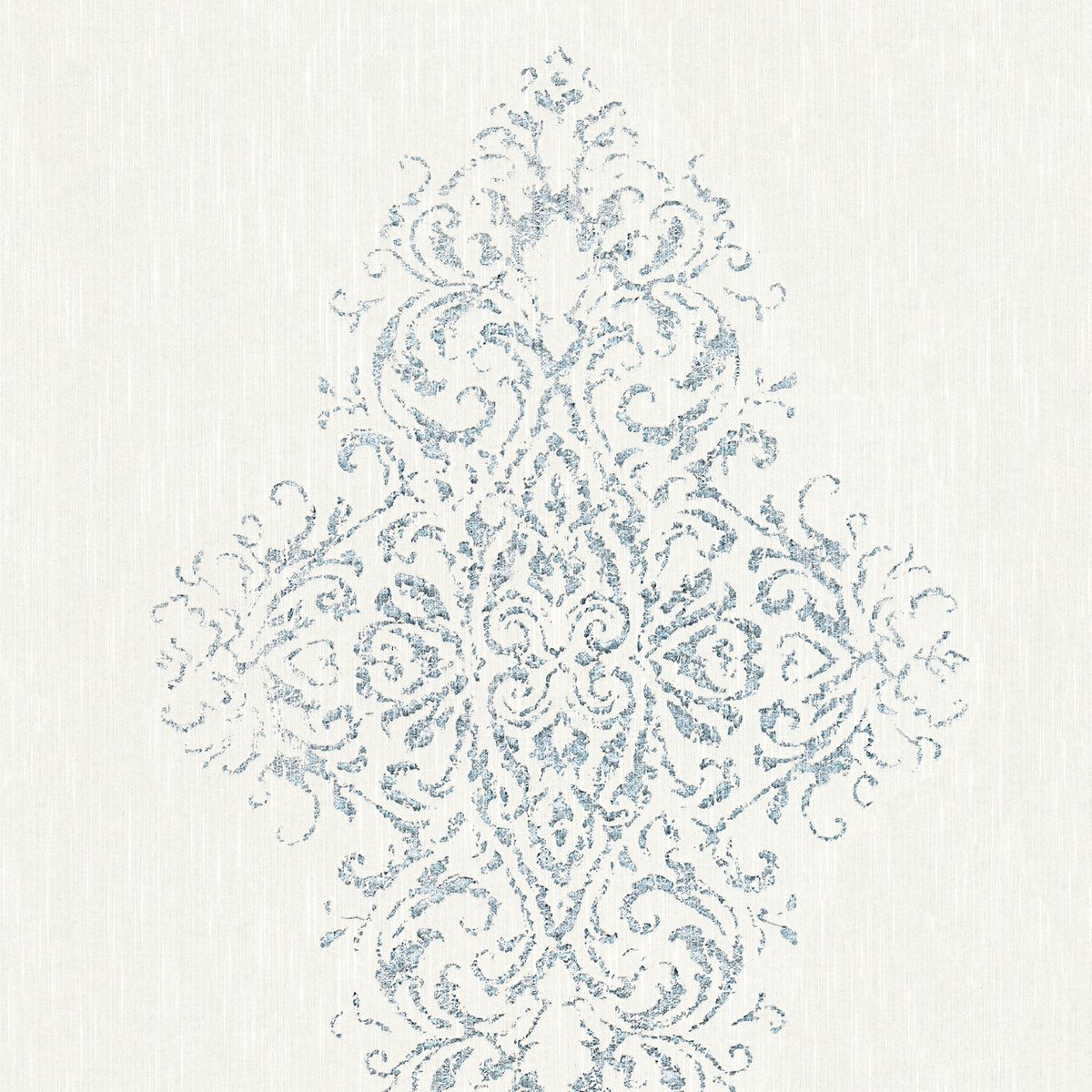 Barok behang Profhome 319451-GU textiel behang licht gestructureerd in barok stijl mat wit zilver blauw 5,33 m2