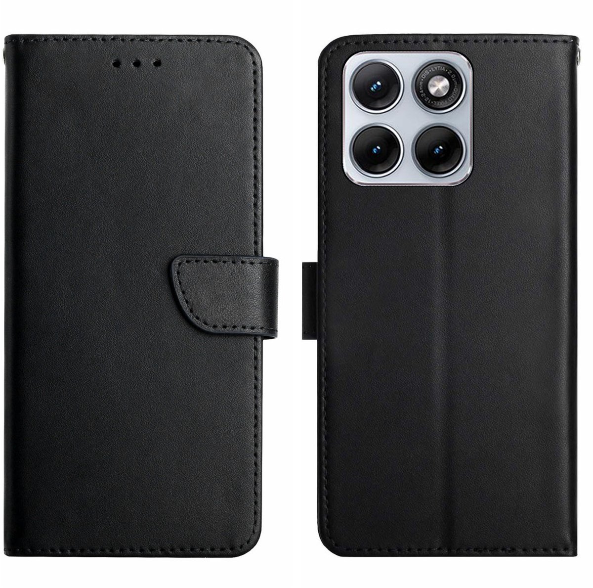 Coverup Hoesje - Geschikt voor Motorola Edge 70 Fusion Hoesje - Coverup Genuine Leather Book Case - Echt Leder - Zwart