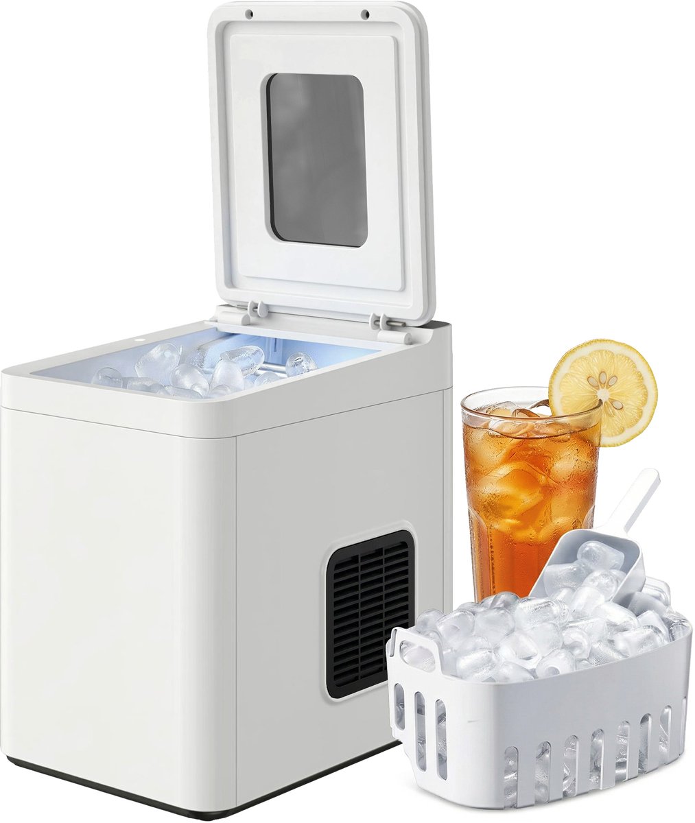 HOMCOM Ice Maker-Kunststof-31,5L x 23,2B x 33,7H cm-Wit