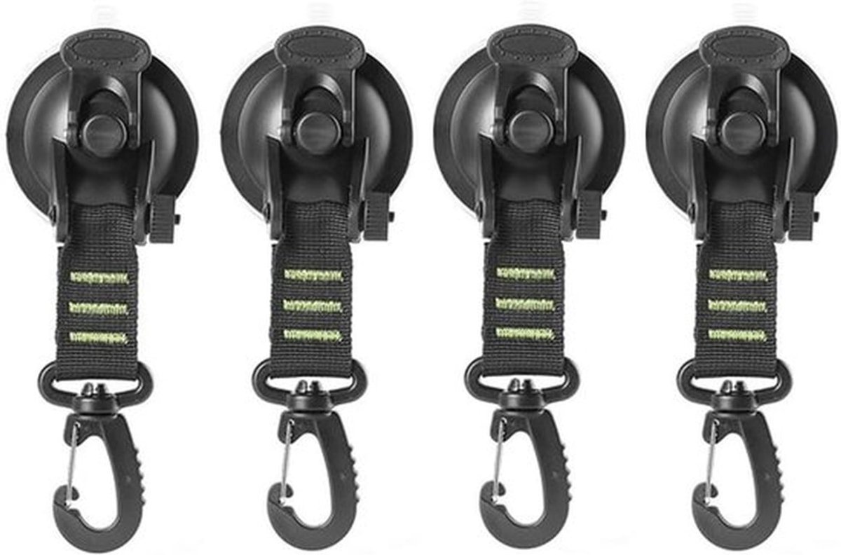 Zware Zuignap Anker - Kampeeraccessoires - Campingtarpproduct - Groen - Extra Sterk - Buiten- en Binnen gebruik - Vrachtwagen & Thuis - 4 Stuks.