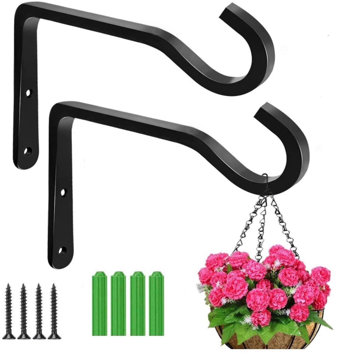 Famanu – Bloemenhanghouder set van 2 stuks, ijzeren wandhouders van 15 cm, ideaal voor het ophangen van planten en decoraties in je huis of tuin, perfect voor een groene sfeer