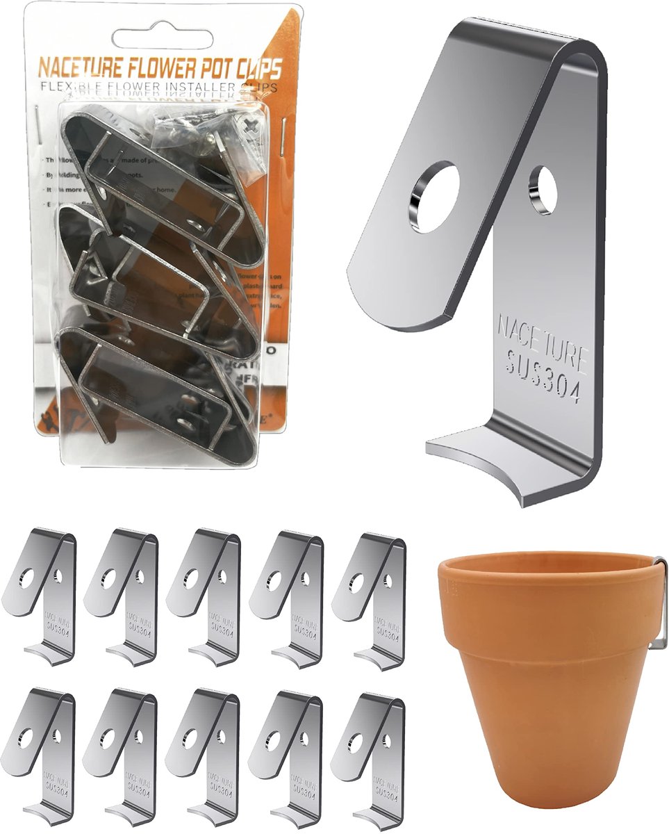 Famanu – Plant hangers set van 12 stuks, roestvrijstalen bloempot clips, muur haken voor metalen plantstandaard, geschikt voor potten van 5" tot 8", ideaal voor het creëren van een groene sfeer