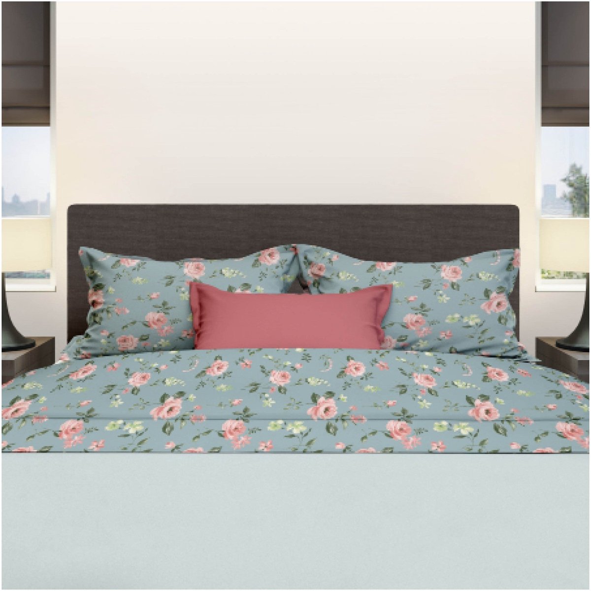 Romanette Lakenset Katoen Silke Blauw - 240 x 300 cm + 2 kussenslopen - [Blauw]