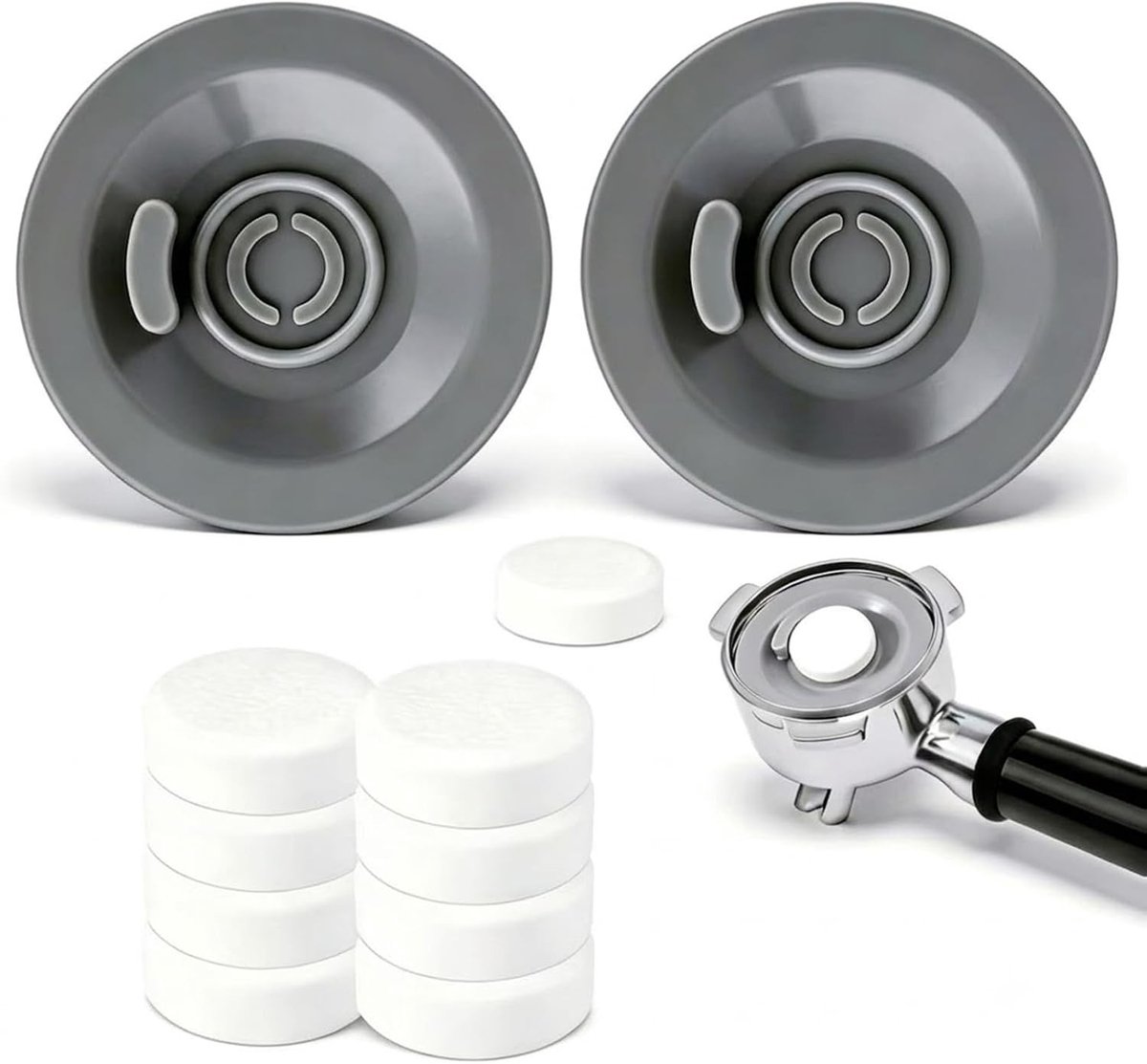 Reinigingsset voor Espressomachine - Inclusief 2 Siliconen Reinigingsschijven van 54 mm en 8 Reinigingstabletjes - Voor Espressoonderhoud