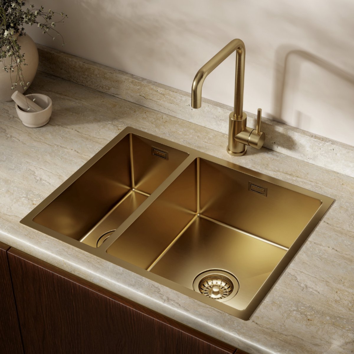 LOMAZOO Spoelbak Keuken Goud Maxion - 61,5 x 41 cm - RVS