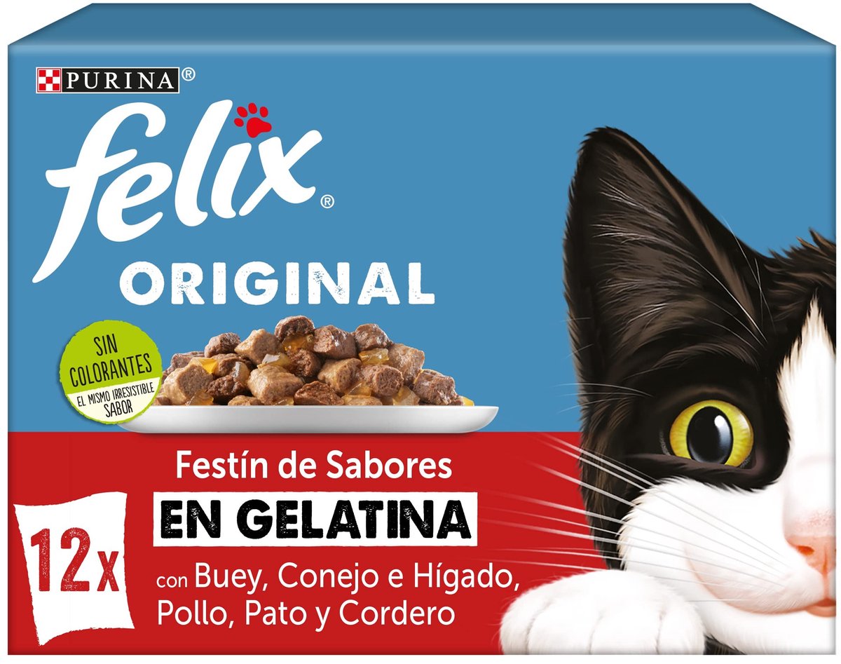Solidchoice - Felix Nat Voeding voor Volwassen Katten, Assortiment van 6 Dozen met 12 Zakjes