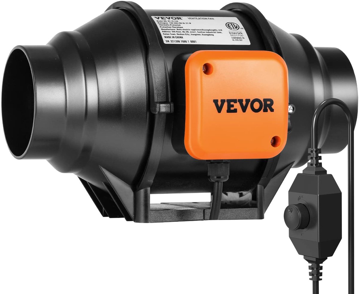 Solidchoice - Inline Luchtventilator 102mm met Variabele Snelheidsregeling