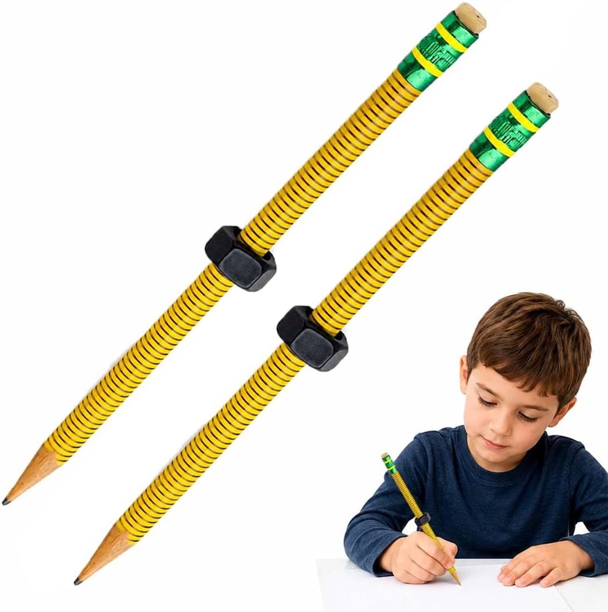 Set van 2 anti-TDah-potloden, met schroefdraadmoer, voor kinderen, autistisch, rustgevend en stil, voor ADHD - ShopVlot