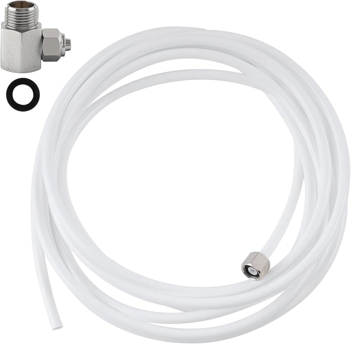 Hibbent Bidet White Hose, 4.5 m, White, 1 cm-1 cm-0.6 cm T-Valve - ShopVlot