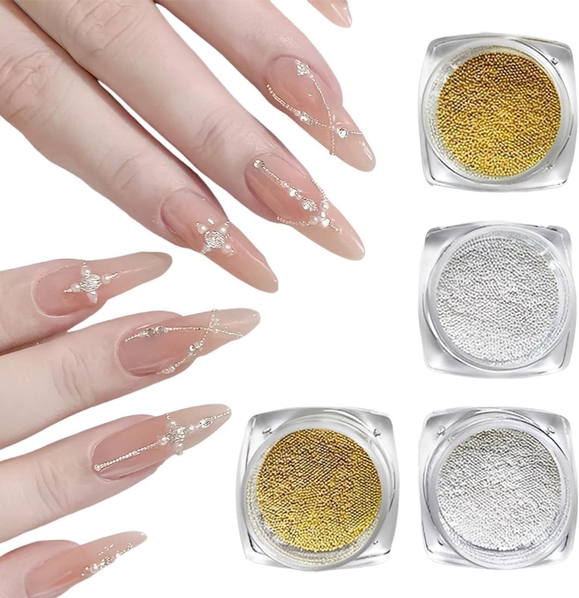 4 pieces 3D mini nail caviar, micro beads, nail art, micro caviar beads, nail caviar, nail art decoration, nail art - ShopVlot