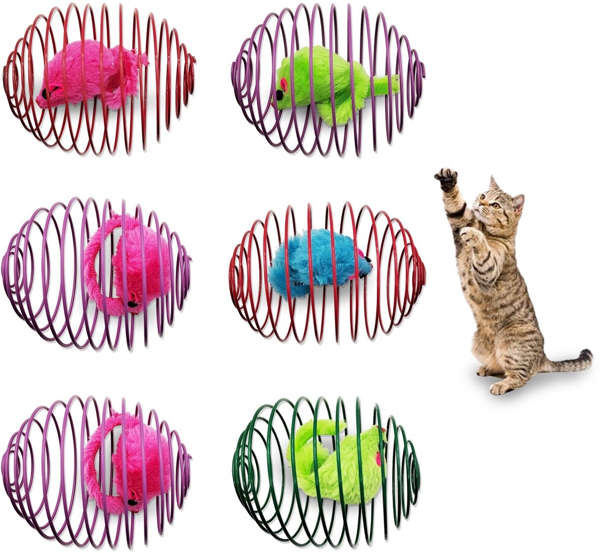 Solidchoice - Interactief Kat Speelgoed, 6 Stuks Lente Ballen