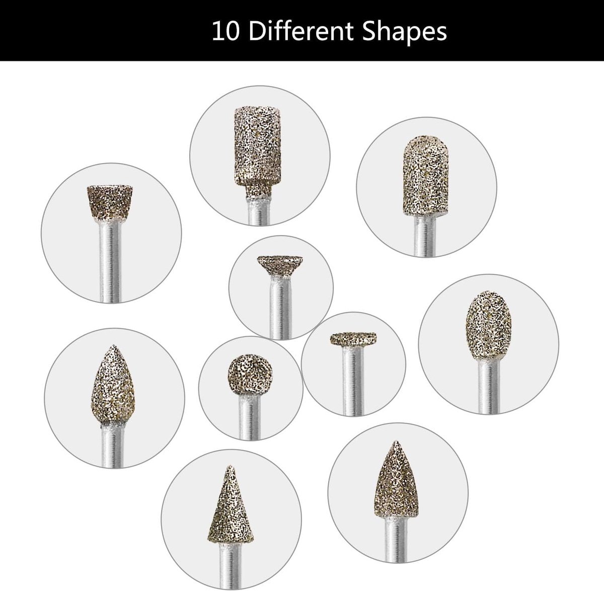 Diamant Freesset, 20 stuks diamantslijpstiften met 3 mm schacht, 120 korrel schuuropzetstukken voor steen, glas - ShopVlot