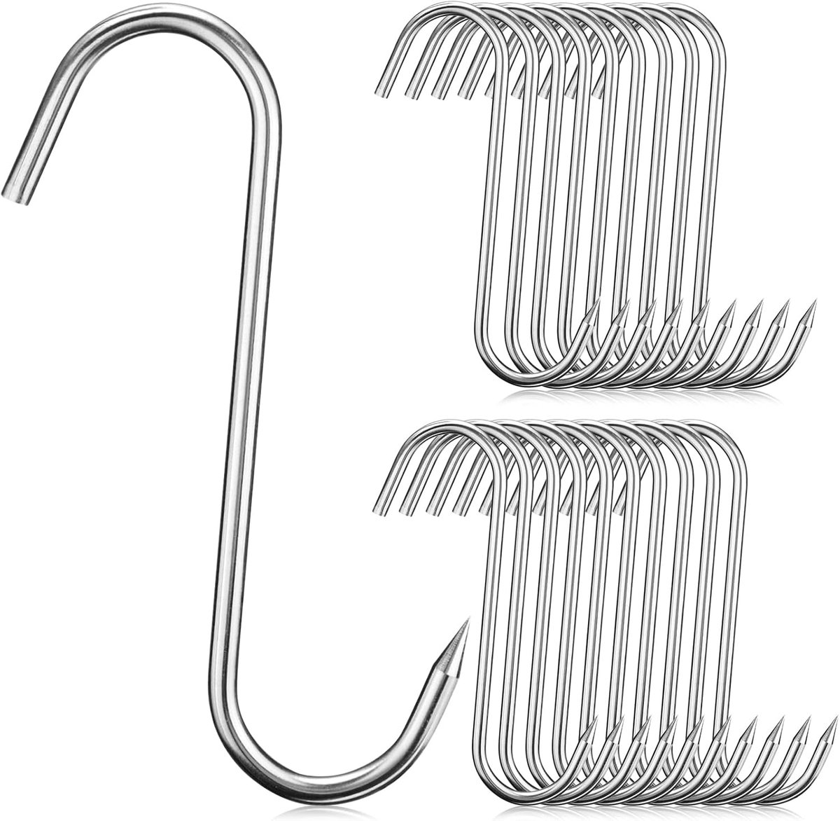 20 Pcs S Hooks, 18 cm Large S Hooks, Stainless Steel Hooks, Meat Hooks, Butcher Hooks Made of Stainless Steel, for - ShopVlot