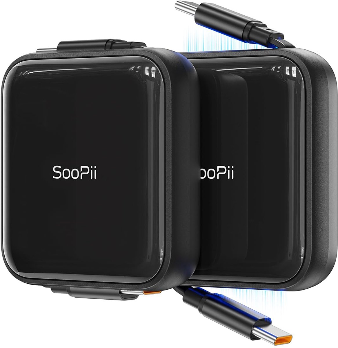 SooPii 240 W USB C-kabel intrekbaar met Mag Snap opslag - Snellaadkabel USB C naar USB C met 4-traps - ShopVlot