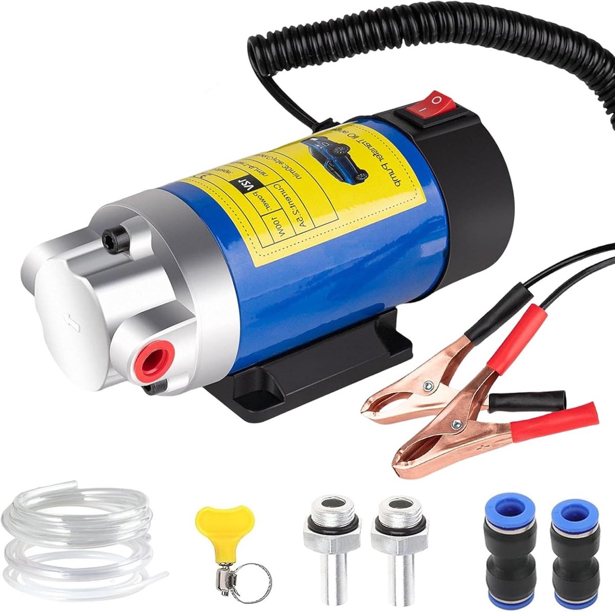 Oil Extraction Pump, 12 V, 100 W, Motor Oil Transmission Pump, Electric Diesel Fluid Pump with 3 Tubes, Low-Noise - ShopVlot