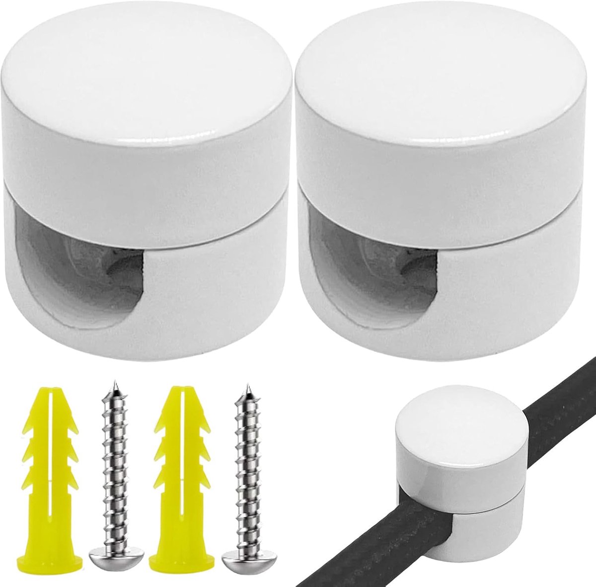 ANBOO 2 Pcs Aluminium Wall and Ceiling Pegs for Textile Cable, Ceiling Mount with Screws and Plugs, Monkey Swing - ShopVlot