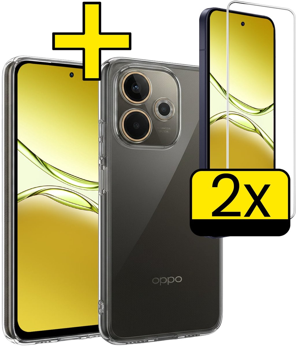 Hoesje - Met 2x Screenprotector - Geschikt voor OPPO A5 Pro - Sterk & Shockproof - Back Cover - Siliconen Case - Telefoon Hoes - Telefoonhoesjes - Transparant