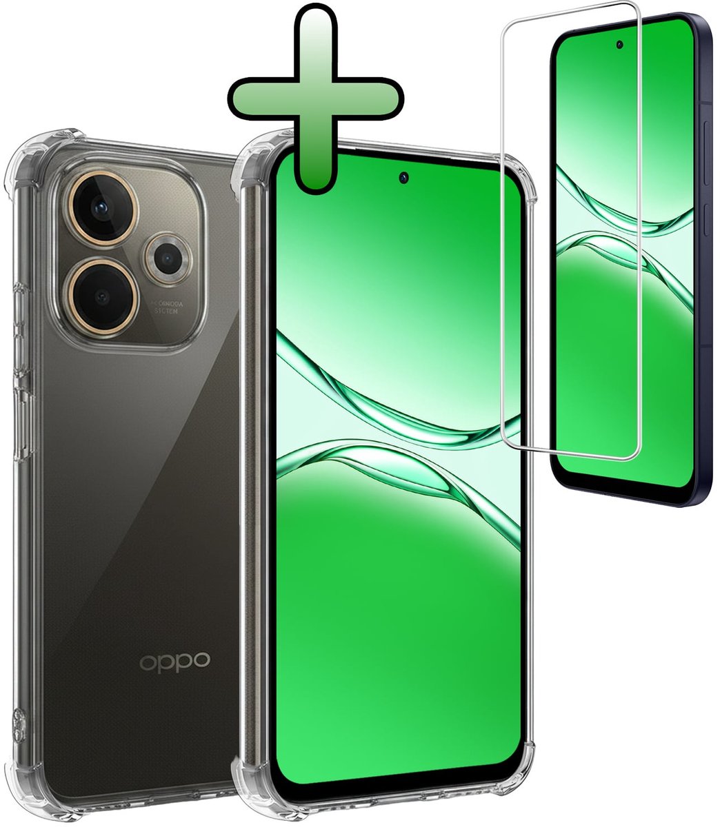 Hoesje Met Screenprotector - Geschikt voor OPPO A5 Pro - Sterk & Shockproof - Siliconen Case - Back Cover - Telefoon Hoes - Shock Proof - Transparant