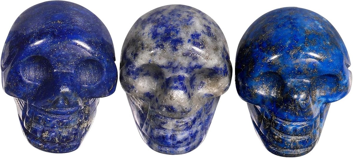 Mini-lazuli healing crystal, human skull, 2.5 cm, hand-carved figure, decoration, 3 pieces - ShopVlot
