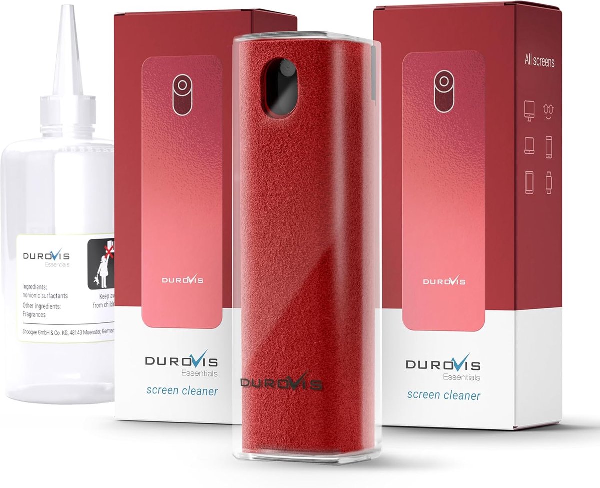 Essentials, schermreiniger met microvezeldoek, inclusief 50 ml glasreiniger zonder alcohol, voor auto, smartphone - ShopVlot