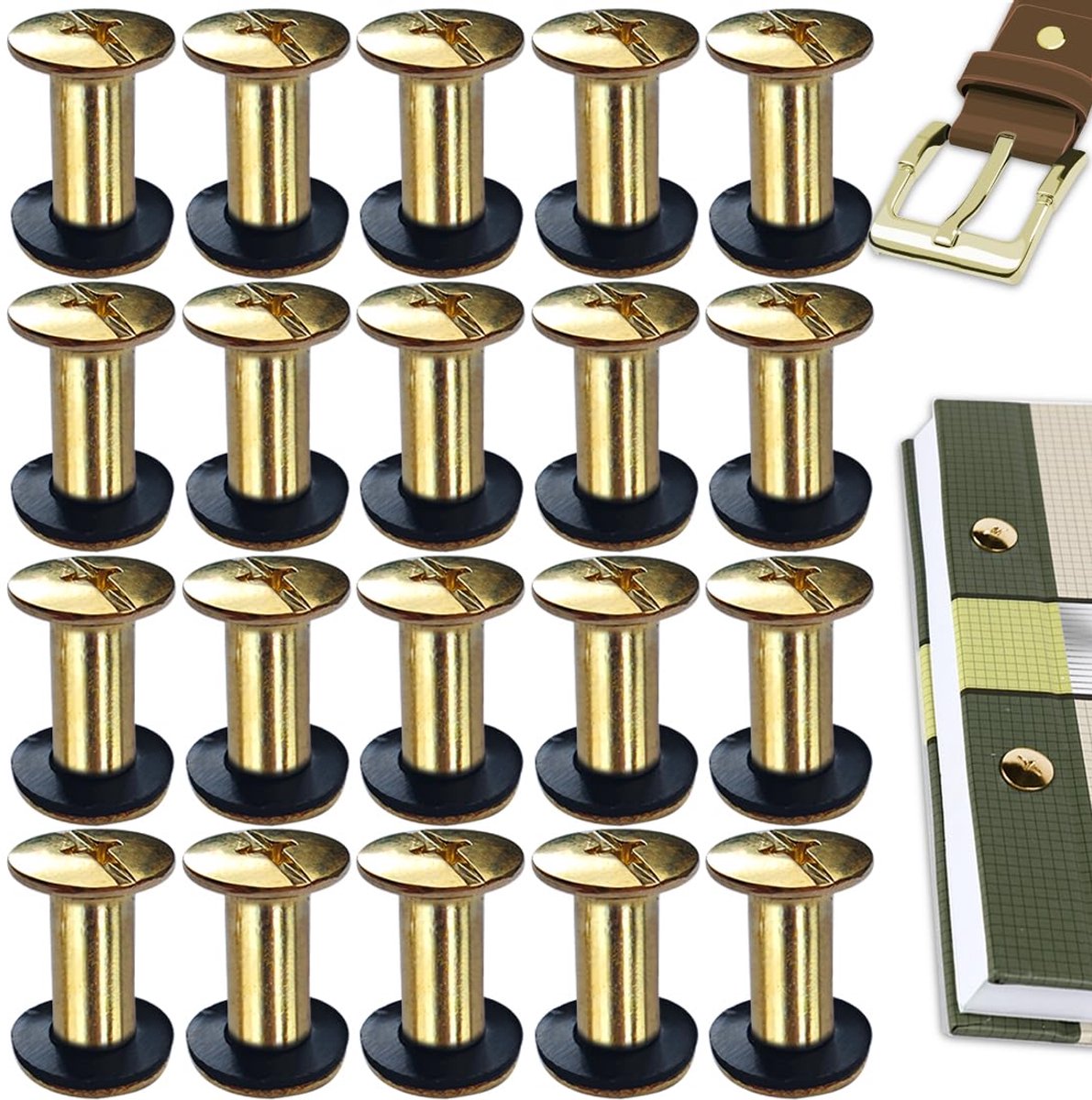 Chicago Book Screws Stainless Steel M5 x 12 mm Chicago Screws Bookbinder Screws Rivets for Leather Bags Books Collars - ShopVlot