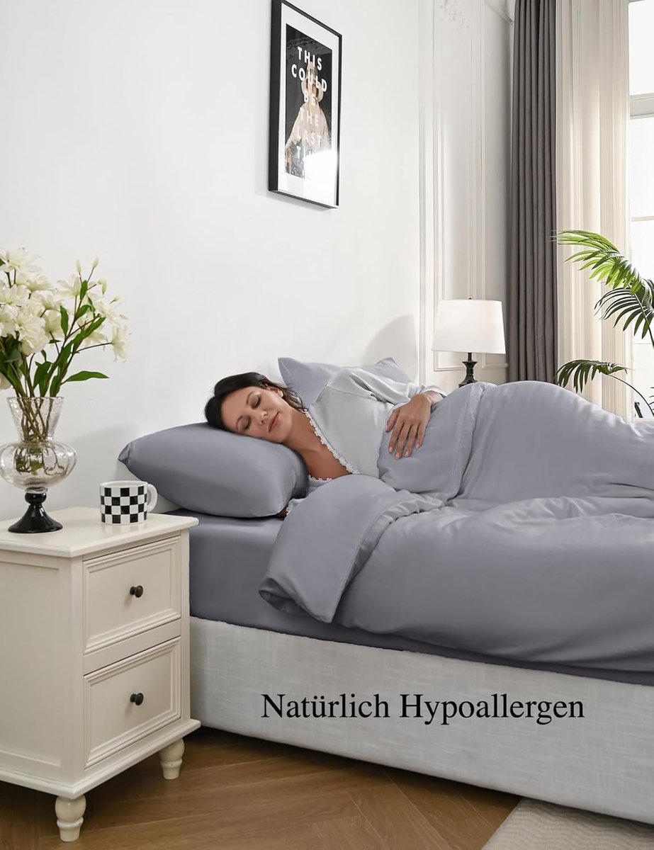 Fitted Sheet 180x200 CM, 100% Bamboo Viscose-Vegan Silk, 35CM Extra Deep Bedding, Grey, 400 Thread Count, Cooling - ShopVlot