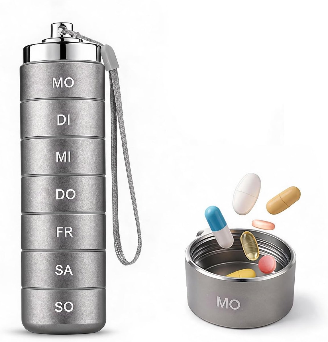 Wekelijkse pillendoos voor 7 dagen, waterdichte medicijndoos voor vitamines en visolie, ideaal voor reizen en dagelijkse organisatie van medicijnen