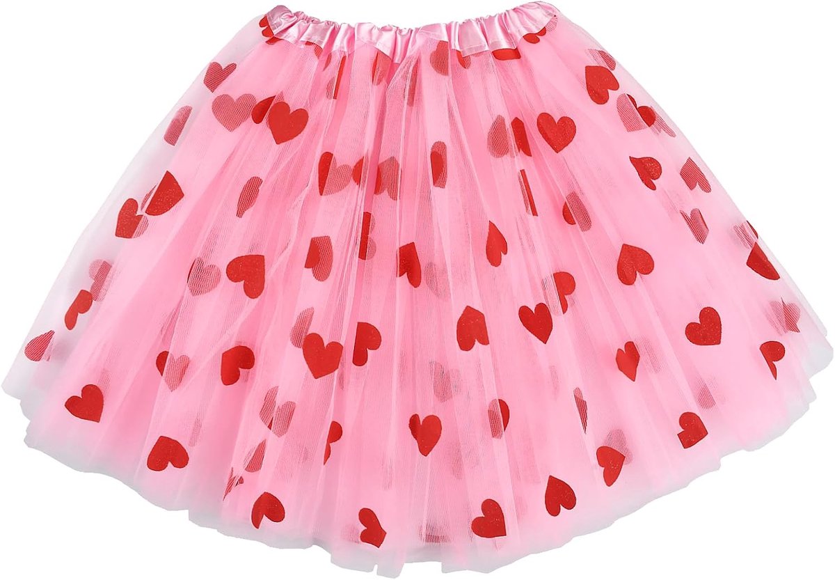 Women's Heart Tulle Skirt Tulle Skirt White Tulle Skirt Women's Elastic Tulle Skirt Heart Pink Amor Costume - ShopVlot