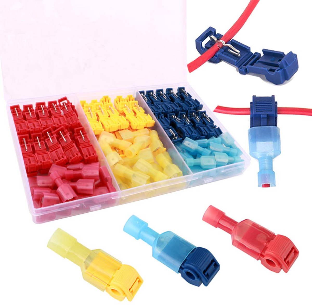 110pcs (55 Pair) Premium T-Tap Wire Connectors, T-Tap Electrical Connectors and Fully Insulated Male Spade Connectors - ShopVlot