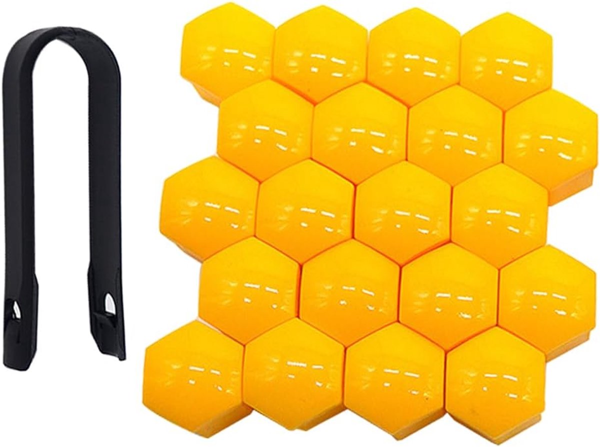 20Pcs 17mm Car Wheel Nut Covers, Universal Car Hub Screw Cap, Hexagonal Wheel Nut Bolt Lid with Removal Tool (Yellow) - ShopVlot